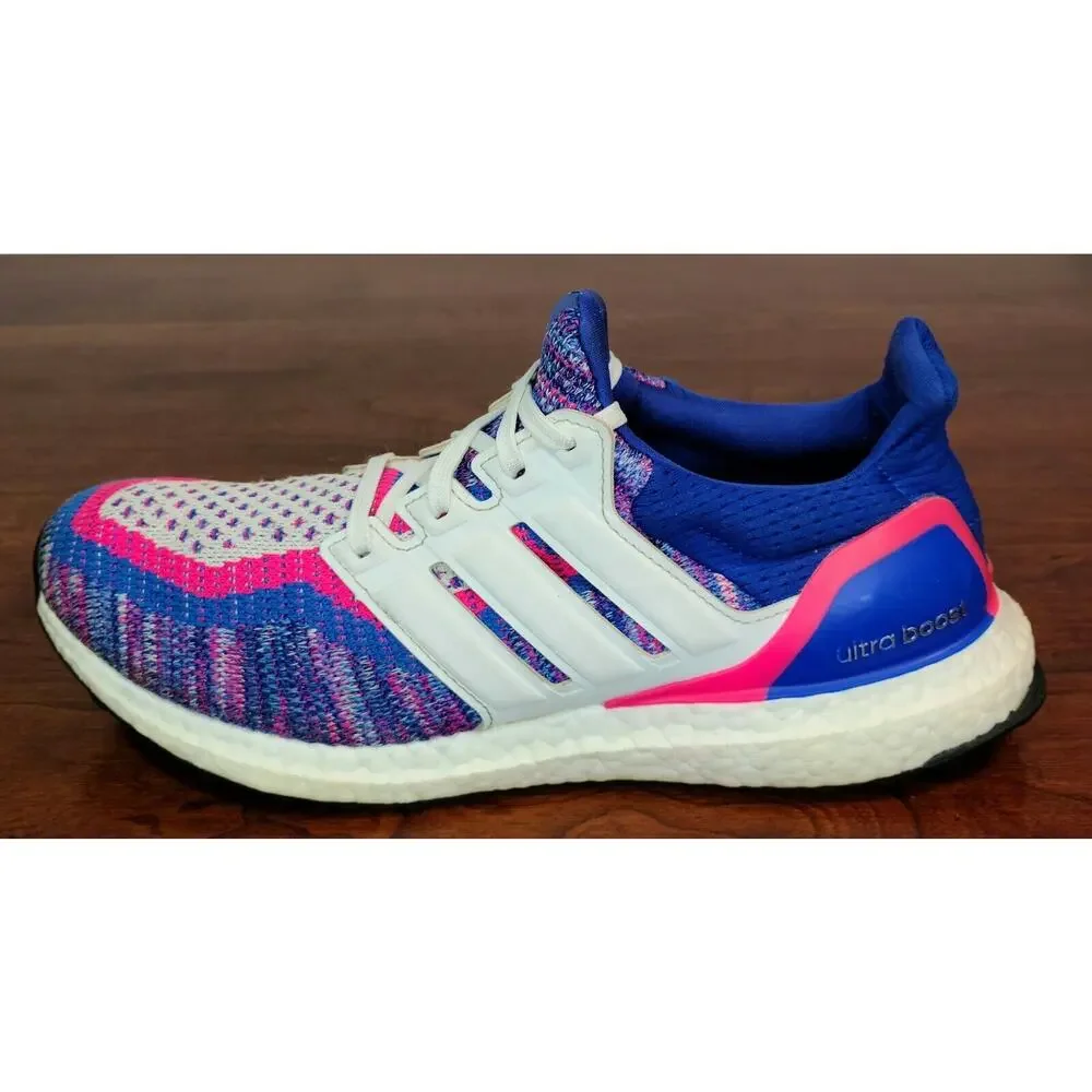 Adidas UltraBoost 2.0 Men's Size 8.5 Athletic Running Shoes Blue, Pink EG8107